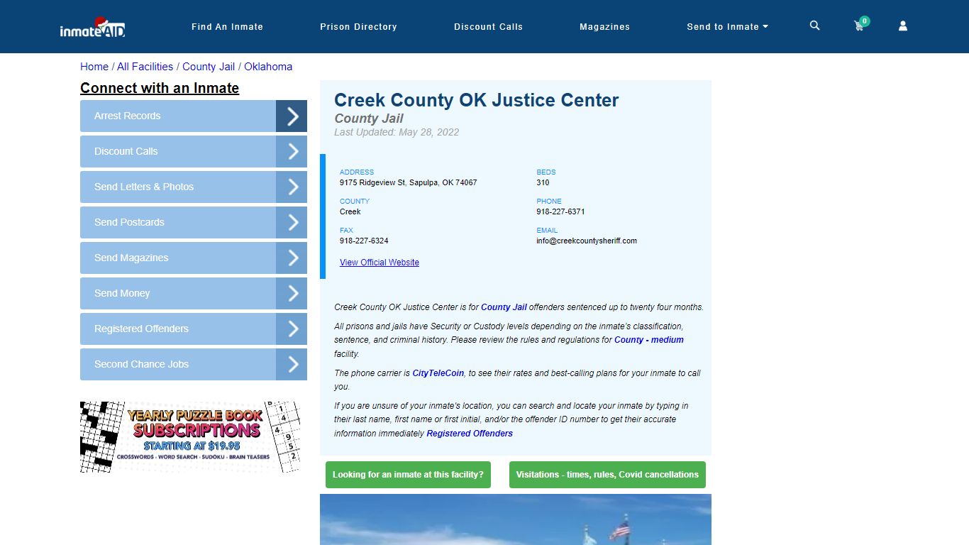 Creek County OK Justice Center - Inmate Locator - Sapulpa, OK